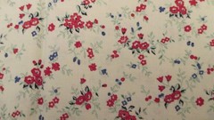Cotton Fabric Small Red & Blue Flowers On Beige craft quilt 25″ x 42