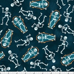 Henry Glass – Welcome Foolish Mortals – Dancing Skeletons – Dark Teal, BTY