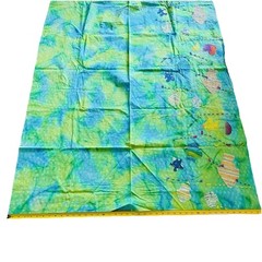Fabric Tie Dye Appliquéd Sea Life Fish Blue Green Cotton India Approx 3.5 Yd
