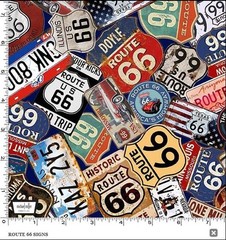 Cotton Route 66 Signs Road Sign Street Highway Fabric Print by Yard D679.98