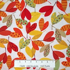 Fall Harvest Fabric – Owl Be There Leaf Toss Beige – Benartex Kanvas Studio YARD
