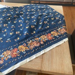 Atelier Vintage Navy Floral Fabric (1981) for Home Decor | 2 yards narrow width