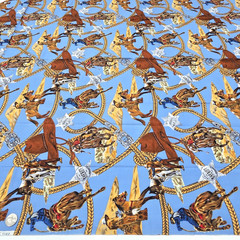 West Cowboys Indians Horses Brown Blue Shamash & Sons 5540 Cotton Fabric 1.2+ YD