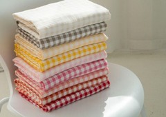 Double Gauze 1cm Check Fabric – Washed Cotton Large Width 18 Colors Available