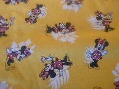 Minnie Mouse on Yellow Cotton fabric 14 INCHES WIDE and 36 inches long