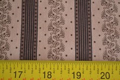 By 1/2 Yd, Brown on Brown Striped Floral Quilt Cotton, RJR/ Flourish/Beaves, B55
