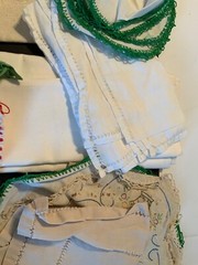 LOT Crafting Fabrics Assorted Cotton Embroidered Square Round Oblong Beige 3 Lbs