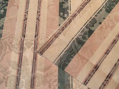 VTG MED TO HEAVY WEIGHT PINK & BLUE STIPED DAMASK UPHOLSTERY FABRIC 18 YDS TOTAL