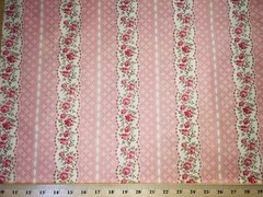 Pink Roses Floral Vintage Look Shabby Chic Apparel Quilting Cotton Fabric t1/1