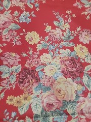 NEW RALPH LAUREN Red Floral Upholstery Fabric Cotton 2 1/4 YARDS (80″), UNCUT HT