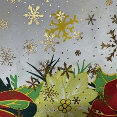 White Christmas Poinsettia Tablecloth Off The Bolt 1 Yard Continuous Cuts
