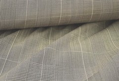 PURE WOOL SUPER 150’s LIGHT BEIGE GLEN CHECK LUXURY TAILORING MADE IN ITALY E26