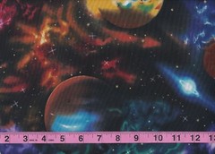 BTY STARGAZERS Planets Solar System Met Gold Print 100% Cotton Quilt Fabric Yard