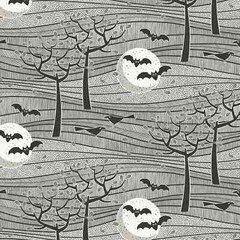 Gothic Whimsy Night Landscape Organic Cotton Halloween 44″ Wide BTY