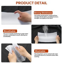 ZOMONETI Medium Weight 53″*72″ White Iron On Non-Woven Weight,
