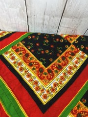 Fabric Polyester Cotton Blend Boho Red Green Floral 72×30 Unbranded Vintage