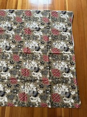 Vintage Floral / Leaf Beige / Brown Red Black White Textile Fabric 12’ x 52”