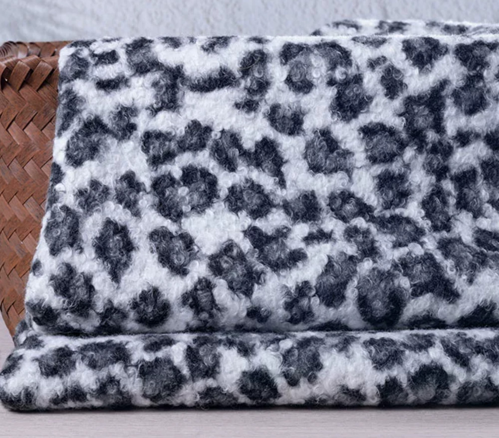 Leopard Sherpa Boucle Faux Fur Fabric Thick Curly Lamb Fleece 50x160cm DIY