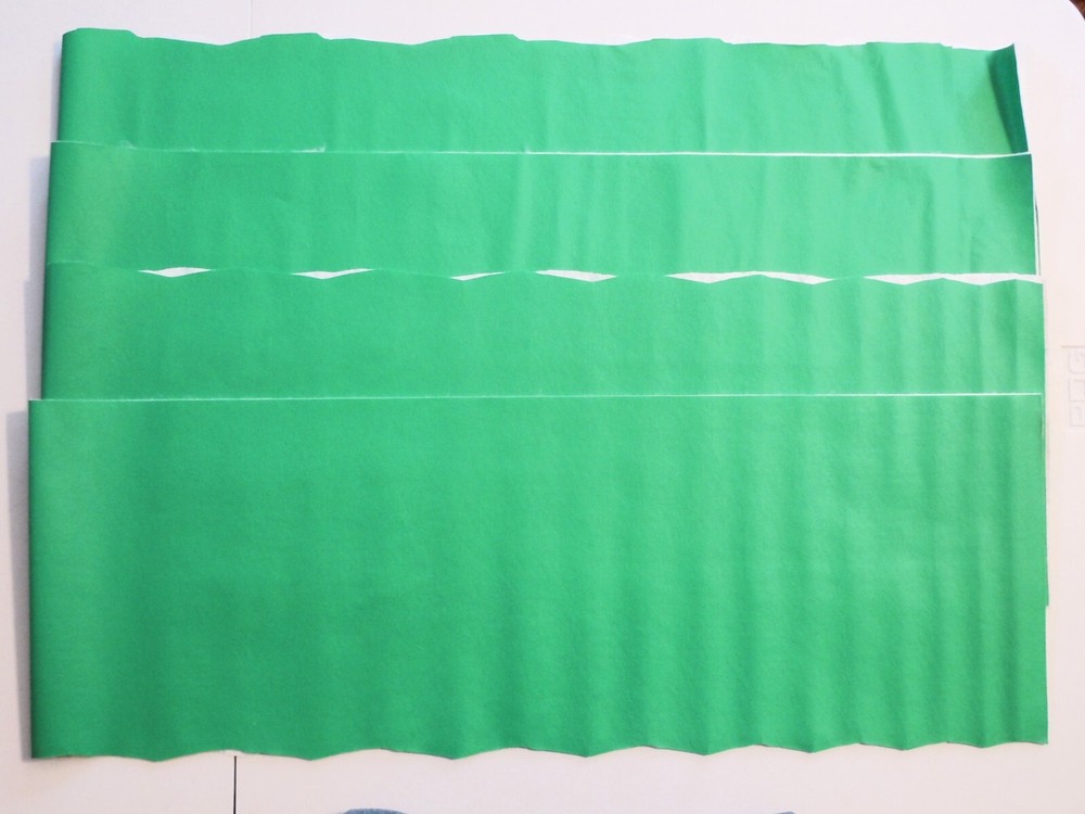 Vinyl Faux Leather Fabric Strips 8″ x 54″ Color Green With Flocked Back Lot of 4