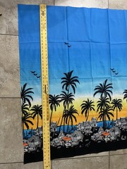 Cotton Fabric Tropical Panel Village Beach Birds Ethnic Apx 56.5″x 45″ New