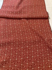 Vintage Japanese kimono silk fabric /floral, smooth weave, red RA08