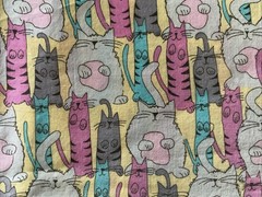 3 Yd 22” x 40” Fabric Pastel Fun Cats #6611 by Springs Prewashed