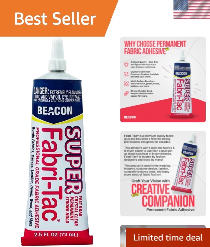 Super Fabri-Tac – New Industrial Grade Fabric Adhesive – Fast Grab, Quick Dry…