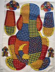 VINTAGE 70s Patchwork Puppy Dog By Spring Mills Pillow Stuffed Doll Cut and Sew