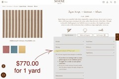 1YD SOANE BRITAIN Jajim Stripe Chestnut Artisanal Warp Weave Fabric $770 Retail