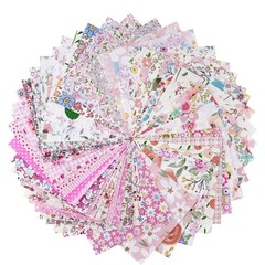 200pcs Cotton Fabric Squares 5×5″ 50 Colors Floral Print Patchwork Bundle DIY