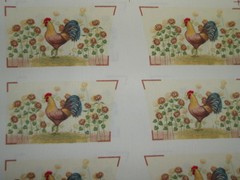 fabric panel, 6 sets of oven mitt tops, ROOSTER, #2