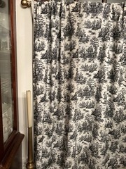 Toile Fabric/Black & White/“Farmland” NOS/2+ Yds Continuous Piece