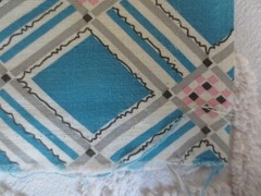 4905. 2 Vtg. GEOMETRIC BLUE Quilting COTTON FEEDSACK PANELS – 36″ x 44″ each