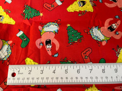 25-5-345 FABRIC REMNANT – CHRISTMAS – SPONGE BOB SQUARE PANTS-22 X 16″ + 7 X 26″