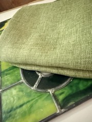 Upholstery Green Fabric 2 Cuts 38×50 in Each (2.8 Yards Total) Linen Look New