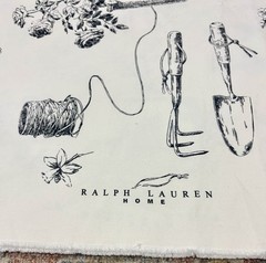 Ralph Lauren Home Fabric Garden Shop Toile RARE +/- 3 YDS Wide Width Cream Black