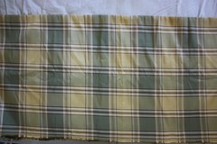 Shiny Plaid Drapery Fabric Remnant. Multicolor / Green 36″ x 250″