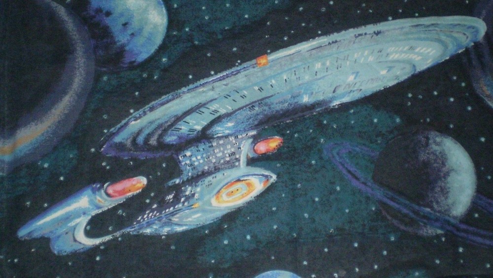 1998 STAR TREK ENTERPRISE STARSHIP Acrylic Coated Fabric (107cm x 60cm)