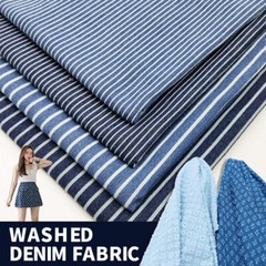 50*150cm Cotton Denim Fabric Retro DIY Sewing Skirts Coats Pants Textile Blue