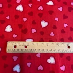 1.5 YD Vintage Heart Toss Fabric Red Cotton Print