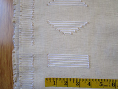 Beige Linen White Tan embroidered lines 129″ Wide Curtain Bedding fabric BTyd