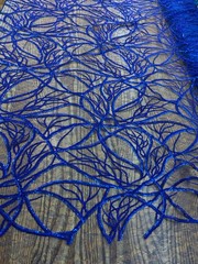 Julie ROYAL BLUE Polyester Filament Pattern with Sequins on Mesh Lace Fabric by