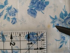 VTG Cranston Print Works Cotton Fabric Blue White Floral Roses BTFQ 18×22″ READ