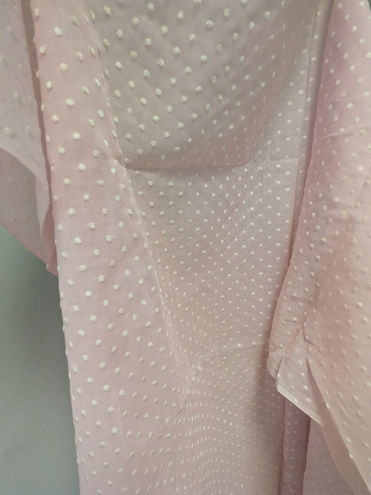 Pink Swiss Dot Fabric Panel 44×88 White Flocked Dots Sheer Sewing Craft