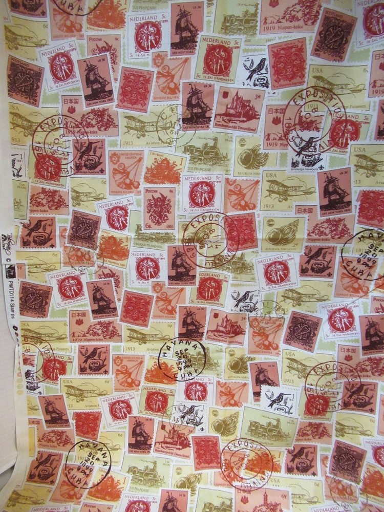 TOP DRAWER STAMPS FROM AROUND THE WORLD TAN MULTI RARE SZ 1Y16″X42″ NEW