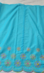 Light Blue Pastel Floral Embroidered Fabric Scalloped Border Edge 23″ x 6.5 Yds