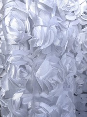 Maci WHITE 3D Floral Polyester Satin Rosette on Mesh Fabric by the Yard – 10057