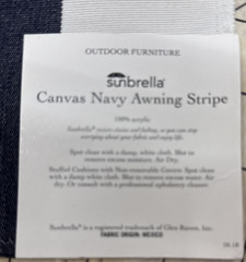 Sunbrella Navy White Stripe Awning Outdoor Fabric Sample 1Y x 50″ #16