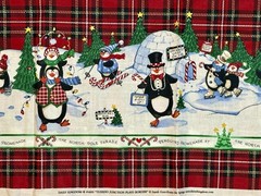 VINTAGE Daisy Kingdom Christmas Penguin Border Fabric – 1 Yard 3” x 44”