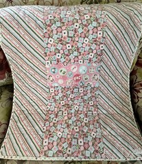 Hand Made Baby Toddler Quilt Blanket in Pinks and Bright Pastels 38” x 32”